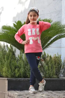 بلوز شلوار دخترانه طرح گربه های ملوس | پوشاک کودکان هدهد