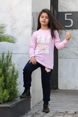 بلوز شلوار دخترانه طرح گربه های ملوس | پوشاک کودکان هدهد