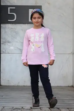 بلوز شلوار دخترانه طرح گربه های ملوس | پوشاک کودکان هدهد