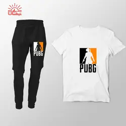 ست تیشرت اسپان سفید و اسلش PUBG