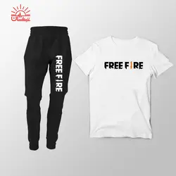 ست تیشرت اسپان سفید و اسلش Free Fire