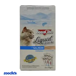 بستنی گربه بوناسیبو طعم ماهی سالمون - Bonacibo Liquid Snacks With Salmon | پت شاپ آنلاین زوکلیک