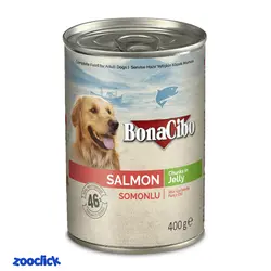 کنسرو غذا سگ با طعم سالمون در ژله بوناسیبو - BonaCibo Chunks In Jelly With Salmon