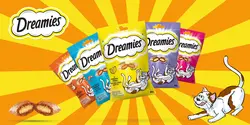 تشویقی گربه دریمیز Dreamies با طعم ماهی سالمون وزن 60گرم