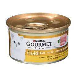 کنسرو گربه پورینا مدل Gourmet Gold با طعم مرغ و جگر وزن 85 گرم