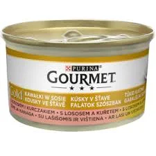 کنسرو گربه پورینا مدل Gourmet Gold با طعم سالمون و مرغ وزن 85 گرم