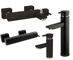 شیرالات شودر مدل یونیک مشکی طلایی 4تکه