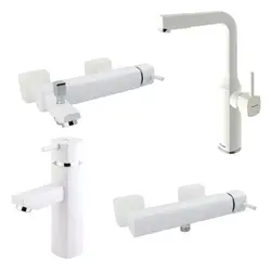 ست شیرالات  سفید شودر مدل یونیک 4تکه