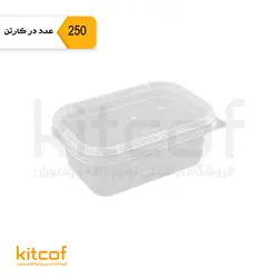 ظرف یکبار مصرف مایکروویوی مستطیل 300 شفاف همراه با درب(250 عددی)