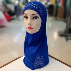 مقنعه دوتیکه ریون نگین دار - آبی