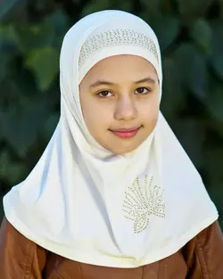 مقنعه دوتیکه ریون نگین دار - آبی