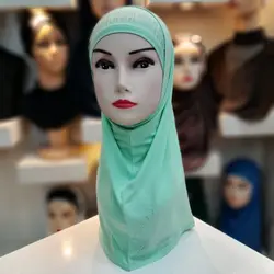 مقنعه دوتیکه ریون نگین دار - سبز فیروزه ای