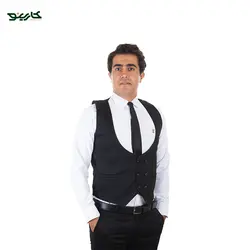 لباس سالن کار مردانه رنگ سفید مشکی + ژیله
