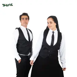 لباس سالن کار مردانه رنگ سفید مشکی + ژیله