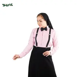 لباس سالن کار بانوان رنگ صورتی و مشکی + ساس بند