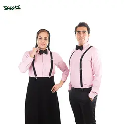 لباس سالن کار بانوان رنگ صورتی و مشکی + ساس بند