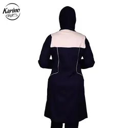 لباس صنعتی بانوان طرح گلد رنگ سرمه‌ ای زرد