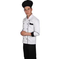 لباس سرآشپز مردانه کارینو رنگ سفید و مشکی