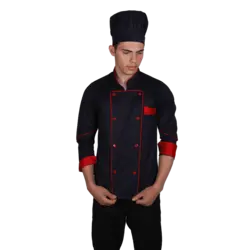 لباس سرآشپز کارینو رنگ سرمه‌ای و زشکی