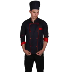 لباس سرآشپز کارینو رنگ سرمه‌ای و زشکی