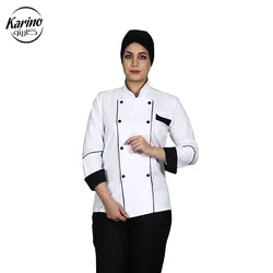 لباس سرآشپز زنانه کارینو رنگ سفید و مشکی