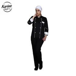 لباس سرآشپز بانوان کارینو رنگ مشکی و سفید