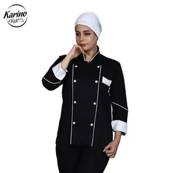 لباس سرآشپز بانوان کارینو رنگ مشکی و سفید