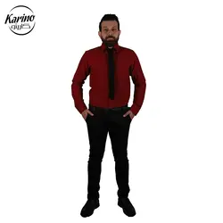لباس سالن کار رنگ قرمز مشکی + کراوات