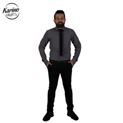 لباس سالن کار رنگ طوسی مشکی + کراوات