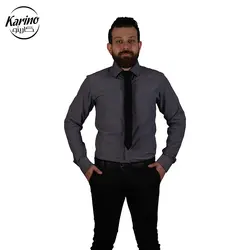 لباس سالن کار رنگ طوسی مشکی + کراوات
