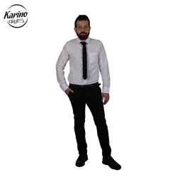 لباس سالن کار رنگ سفید مشکی + کراوات