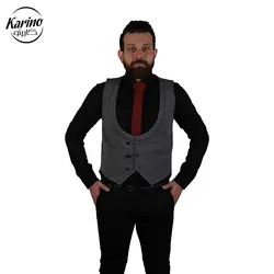 لباس سالن کار مردانه رنگ طوسی مشکی + ژیله و کراوات