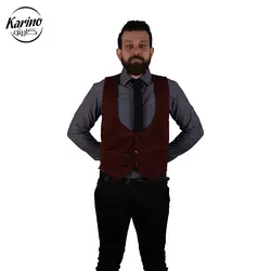 لباس سالن کار مردانه رنگ طوسی زرشکی + ژیله و کراوات