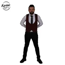 لباس سالن کار مردانه رنگ سفید مشکی + ژیله و کراوات