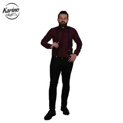 لباس سالن کار ست مشکی زرشکی + پاپیون و ساسبند