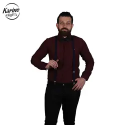 لباس سالن کار ست مشکی زرشکی + پاپیون و ساسبند