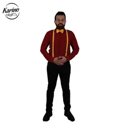 لباس سالن کار ست مشکی زرشکی + پاپیون و ساس بند زرد