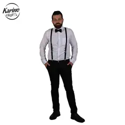 لباس سالن کار ست سفید مشکی + پاپیون و ساس بند