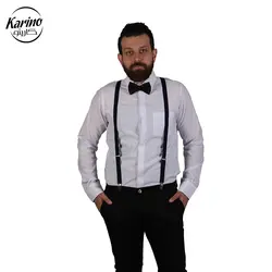 لباس سالن کار ست سفید مشکی + پاپیون و ساس بند