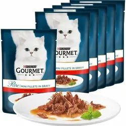 پوچ گربه گورمت مدل گوشت بسته 26 عددی (26*85گرم)|Gourmet Perle Beef In Sauce