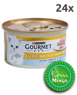 گورمت پته تن ماهی 85 گرم(بسته 24 عددی)|PURINA GOURMET GOLD Pate - Tuna