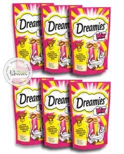 غذای تشویقی گربه Dreamies Mix با طعم گوشت گاو و پنیر(60گرم) (بسته 6 عددی)