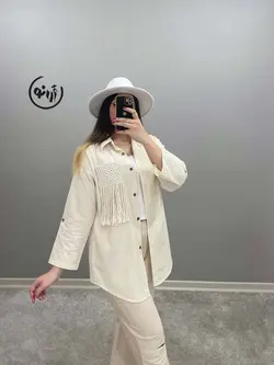 مانتو لنین جیب مکرومه کد 1100