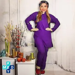 تونیک شلوار بنفش سیزگی Cizgi Medical - کی مد