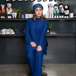 تونیک شلوار آبی نفتی مدل رایان - کی مد