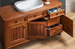 کابینت و روشویی طرح چوب وینتیج Vintage ابعاد 55 * 137 سانتیمتر