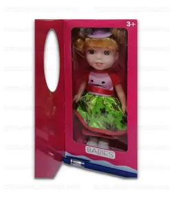 عروسک دختر موزیکال سر گوشتی 27 سانتی