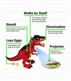 ربات دایناسور تیرکس بخارکن تخم گذار پروژکتوری موزیکال