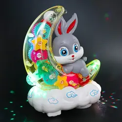 ربات خرگوش ماه سوار چرخ دنده ای حرکتی چراغ خواب 3D