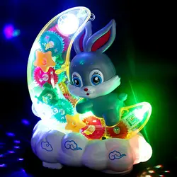 ربات خرگوش ماه سوار چرخ دنده ای حرکتی چراغ خواب 3D